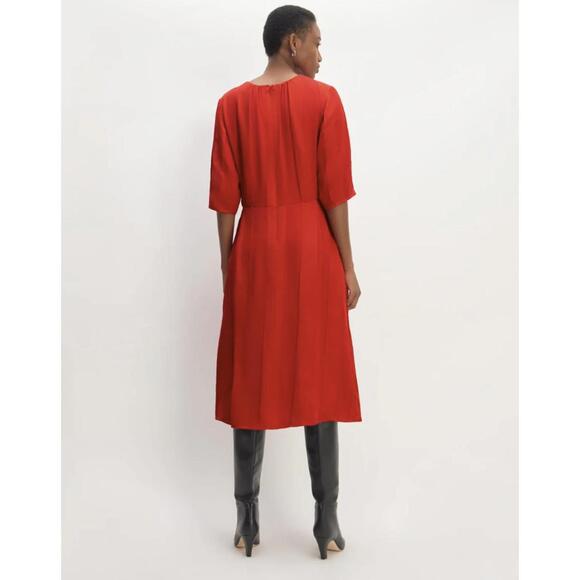 Everlane The City Stripe Ruched Dress in Haute Red - Size - 10 - Picture 2 of 7
